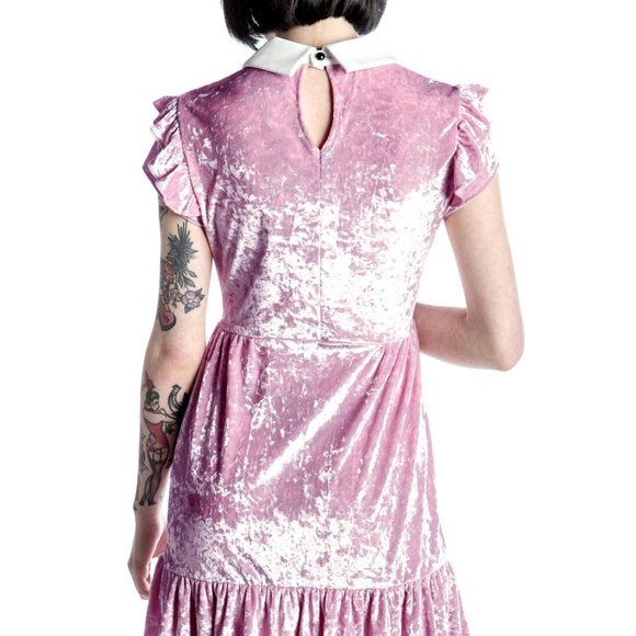 🆕 Killstar "Delana Crushin' Doll" Pink Velvet Babydoll Dress - Picture 10 of 15